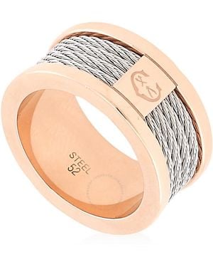 Charriol Forever Stainless Steel Pvd Rose Gold Cable Ring - White