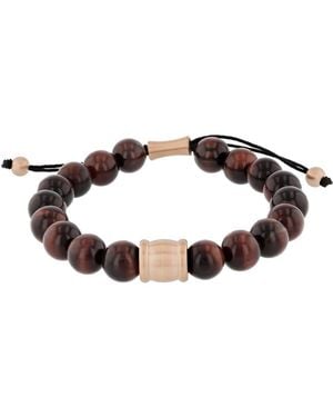 Robert Alton Stainless Steel Tiger Eye Bead Bolo Bracelet - Brown