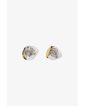 Givenchy Flower Golden Silvery Crystal Earrings_Golden/Silvery - White