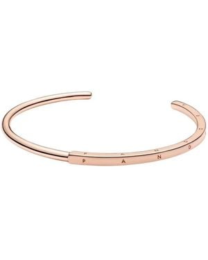PANDORA Signature 14K Rose-Plated I-D Open Bangle, Cm - Metallic
