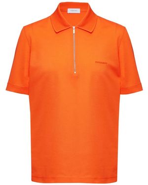 Ferragamo Half-Zip Polo Top - Orange