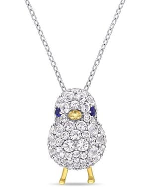 Amour 2 3/4 Ct Tgw Created And Sapphire Chick Necklace - White