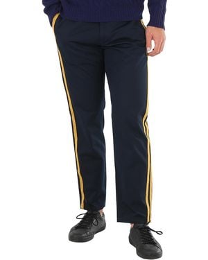 Roberto Cavalli Straight Leg Striped Cotton Trousers, Brand Size 46 (Waist - Blue