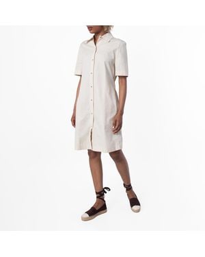 Burberry Cotton Blend Short-Sleeved Shirt Dress, Brand Size 8 Us - Natural