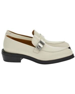 Ferragamo Gancini Ornament Leather Loafers - White