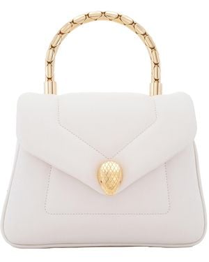 BVLGARI Ladies Serpenti Ivory Reverse Top Handle Handbag - White