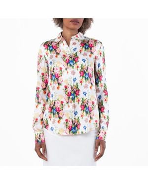 Loewe Floral-Printed Button-Up Shirt, Brand Size 34 Us - White