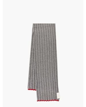Brunello Cucinelli Ribbed Scarf With Trim - Grey