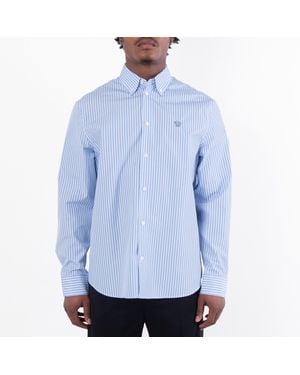 Versace Medusa Striped Long-Sleeve Shirt, Brand Size 52 Us - Blue