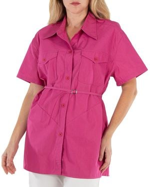 Our Legacy Ladies Cerise Cotton Ripstop Backless Army Shirt - Pink