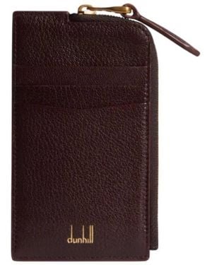 dunhill Burgundy Duke Fine Zip Leather Card Case - Brown