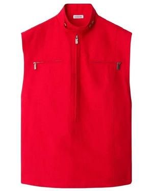 Burberry Half-Zip Canvas Tank Top, Brand Size 2 Us - Red