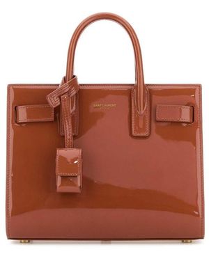 Saint Laurent Brick Leather Nano Sac De Jour Handbag - Brown
