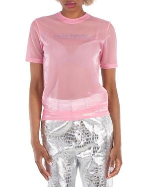 Rabanne Crystal Embellished Logo T-Shirt - Pink