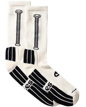 Aries Ecru Column Socks - White