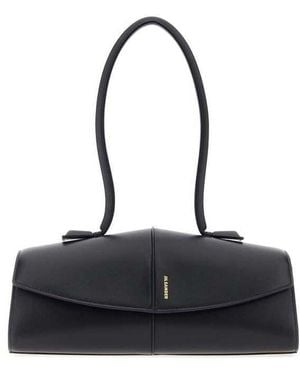 Jil Sander Structured Leather Shoulder Bag - Black