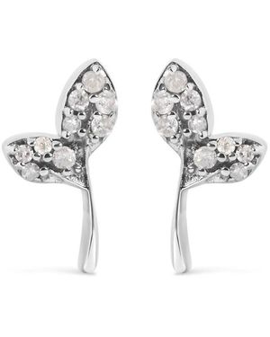 Haus of Brilliance 925 Sterling 1/16Ct Tdw Diamond Leaf Earrings - Metallic