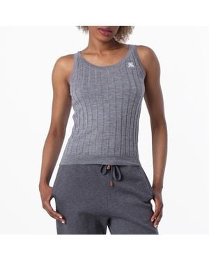 Burberry Ekd Intarsia Logo Cashmere Tank Top - Grey