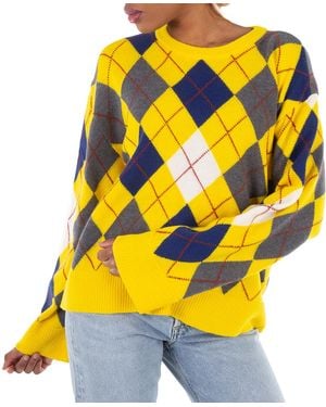 Loewe Argyle Ribbed Collar Knitted Jumper - Yellow
