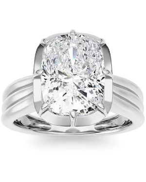 Mure And Co 3Cttw Elongated Cushion Lab Grown Diamond Fluted Shank Solitaire Ring - White