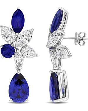 Created Forever 4 1/2Ct Tw Pear And Marquise Lab-Grown Diamonds And 12 1/2Ct Tgw Created Sapphire Earrings - Blue