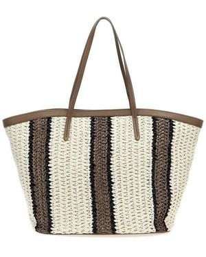 Brunello Cucinelli Striped Woven Tote Bag - Multicolour