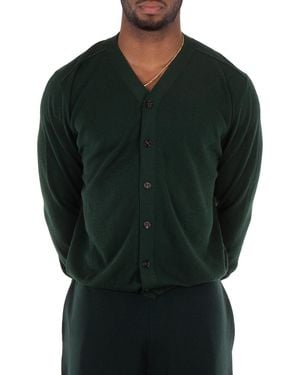 Burberry Relaxed Fit Wool V-Neck Cardigan - Green