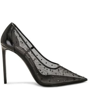 Saint Laurent Rhinestone Mesh Anja Pumps, Brand Size 38 Us - Black