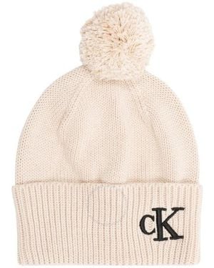 Calvin Klein Pom-Pom Beanie - Natural