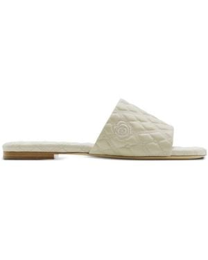 Burberry Logo Embossed Quilted Leather Sandals, Brand Size 36 (Us - Natural
