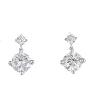 Brilliant Diamond 2.25 Carat Round Lab Grown Diamond Dangle Drop Earrings - Metallic