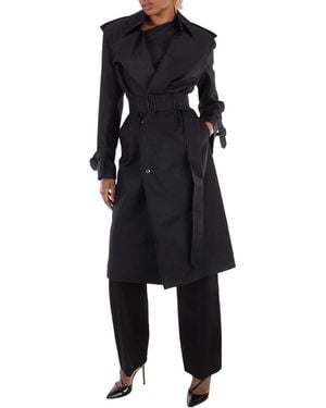 Burberry Silk Blend Double-Breasted Trench Coat, Brand Size 10 (Us - Black