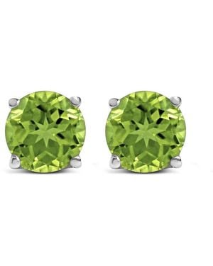 Haus of Brilliance 14K 5X5Mm Round Peridot Solitaire Stud Earrings - Green