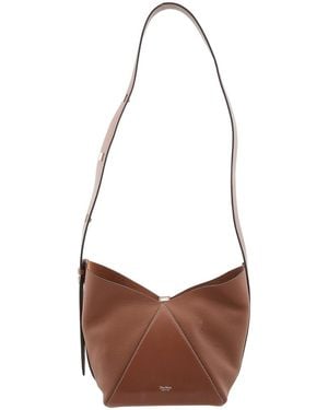 Max Mara Deer-Print Leather Small Bucket Bag - Brown