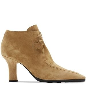 Burberry Ladies Jute Suede Lace-Up Booties, Brand Size 37 Us - Brown