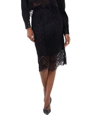 Burberry Lace Detailed Pencil Skirt, Brand Size 8 (Us - Black