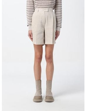 Brunello Cucinelli Naturale Linen Tailored Shorts, Size Large - White
