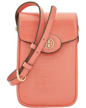 Tory Burch Embossed Leather Robinson Phone Crossbody Bag - Orange