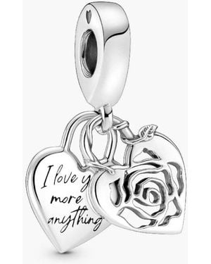 PANDORA Rose Heart Sterling Double Dangle - White