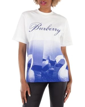Burberry Swan Graphic T-Shirt - Blue