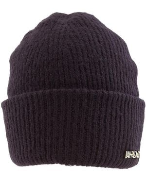 Van Palma Gaston Wool Beanie W 14K- Plated Brass Logo - Blue