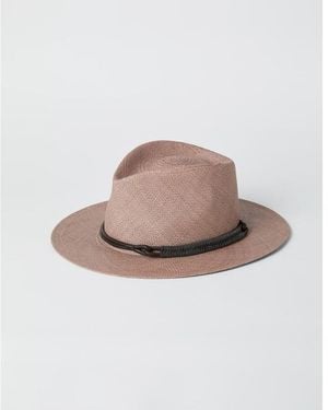 Brunello Cucinelli Woven Fedora Hat - Brown