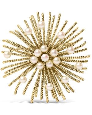 Haus of Brilliance 18K Cultured Freshwater Pearl Starburst Brooch Pin - Metallic