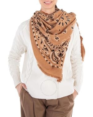 Kujten Hachiko Printed Cashmere Scarf - White