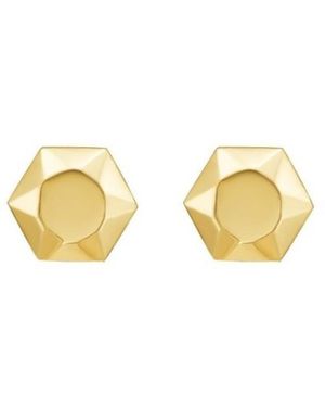 Tresorra 14K Flat Back Hexagon Stud Earrings - Metallic