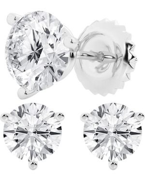 Brilliant Diamond 6 Carat Round Cut Lab Grown Diamond Stud Earrings - Metallic