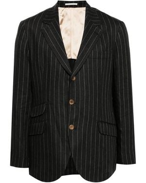 Brunello Cucinelli Linen Pinstripe Blazer, Brand Size 48 (Us - Black