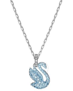 Swarovski Iconic Swan Pendant Xxs Swan Rhodium Shiny Recreated Ice - Blue