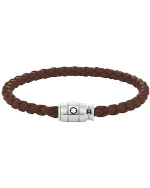 Montblanc Medium Soft Leather Woven Braclet - Brown