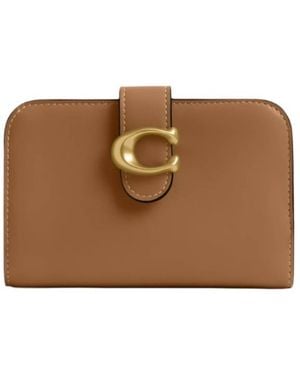 COACH Tabby Leather Compact Wallet - Brown